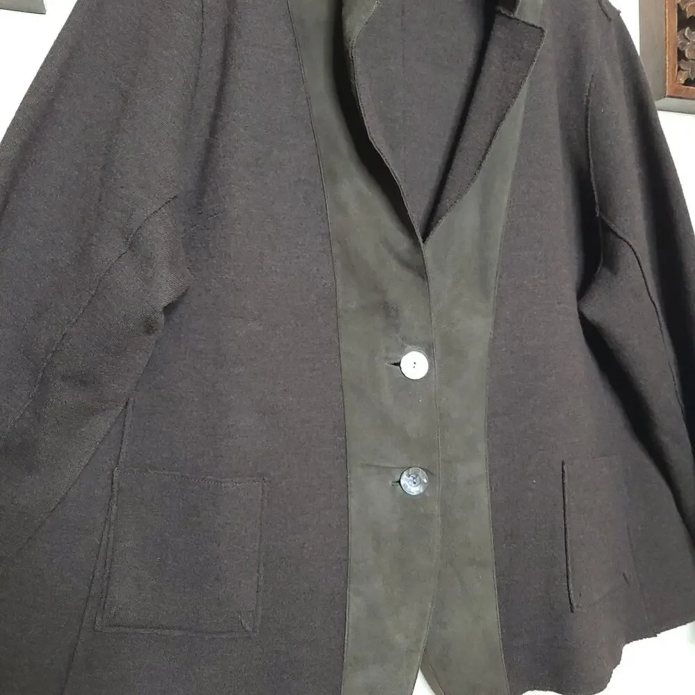 EILEEN FISHER Women Lamb Suede Merino Wool Felted Knit Blazer Jacket Shacket✨️2X